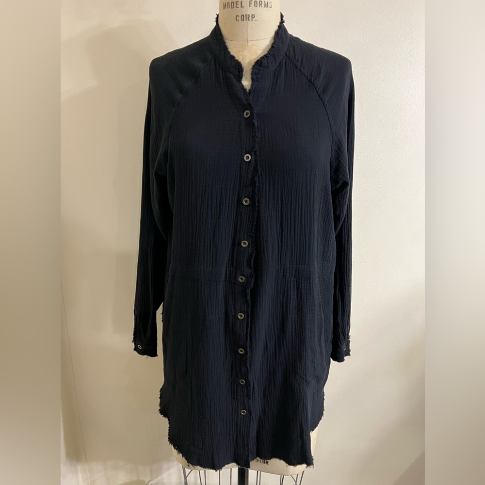 Suzel Long Sleeve Fray Edges Long Tunic Size Small